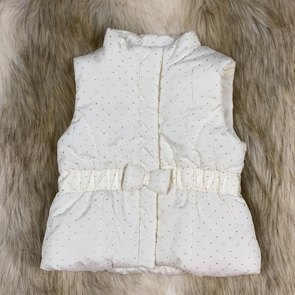 Mud Pie Girls Ivory & Rose Gold Polka Dot Puffer Vest 12-18M